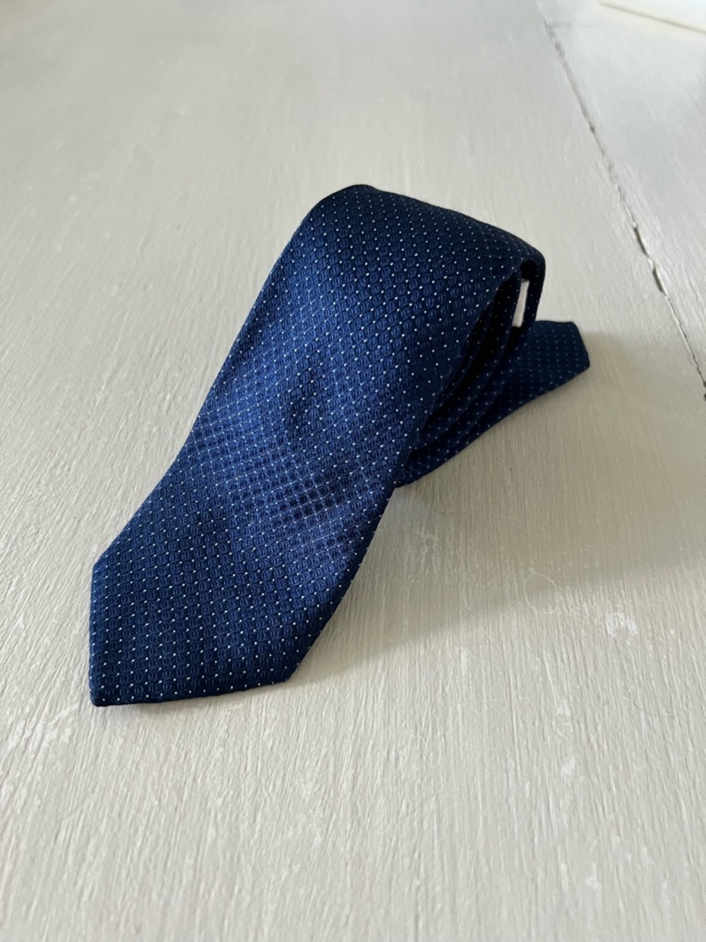 Calvin Klein Navy Microdot Silk Tie Classic Mens Necktie Like New